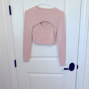 Sky and Sparrow from Tilly’s- Blush Pink Knit Two Piece Top- tank & long sleeve